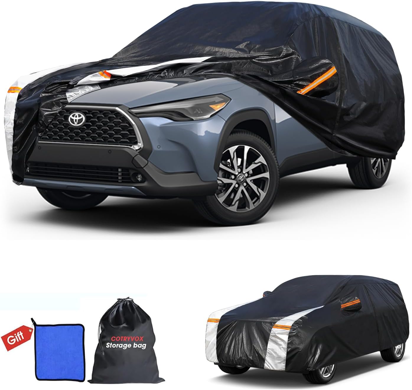 Large SUV Car Cover for Chevy Suburban 100% Waterproof All Weather, Heavy Duty Outdoor Full Exterior Covers Rain Sun Wind UV Protection. - Colors B