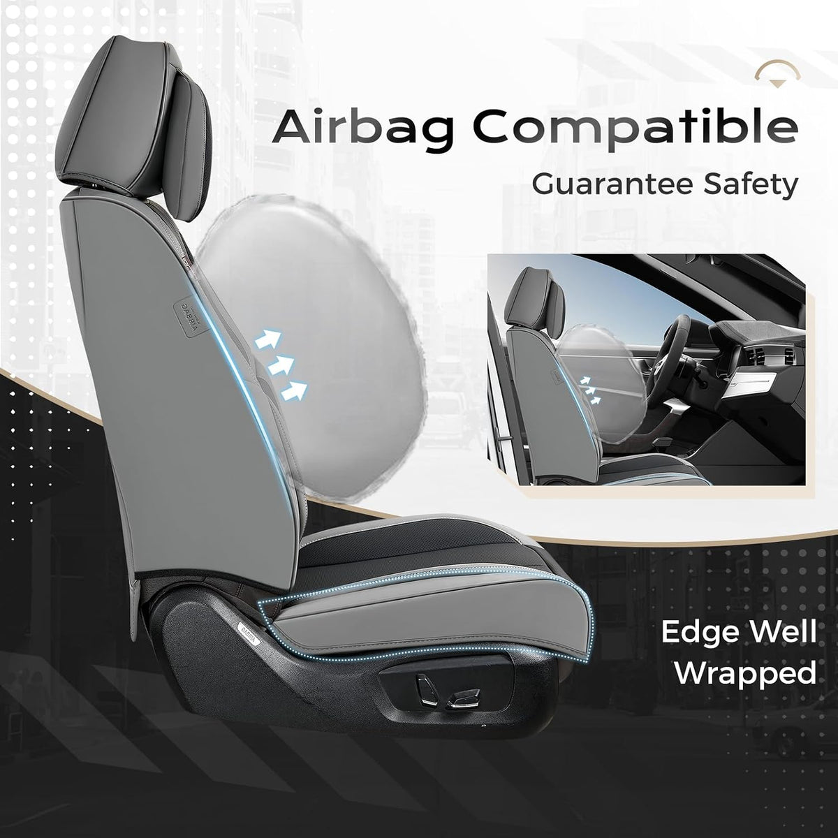 Coverado Seat Covers Full Set, Black Seat Covers for Cars 5 Seats, Car Seat Protector, Waterproof Nappa Leather Car Seat Cushion, Front and Rear Car Seat Cover Fit for Most Sedans SUV Pick-up Truck - Colors A