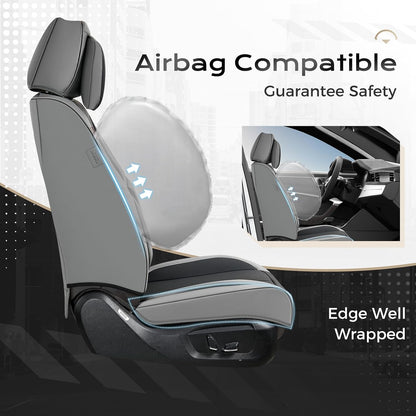 Coverado Seat Covers Full Set, Black Seat Covers for Cars 5 Seats, Car Seat Protector, Waterproof Nappa Leather Car Seat Cushion, Front and Rear Car Seat Cover Fit for Most Sedans SUV Pick-up Truck - Colors A