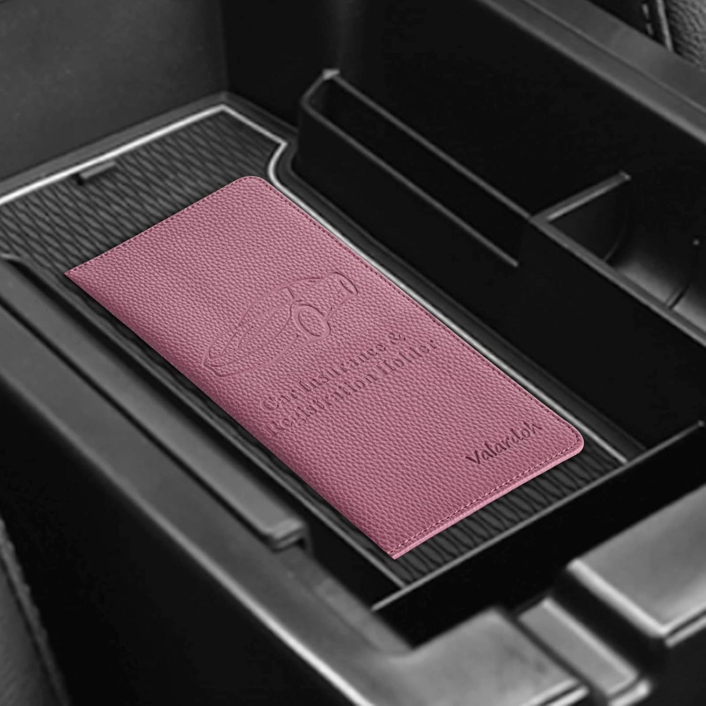 Valardoh Premium Car Registration and Insurance Card Holder, Car Document Holder for Cards, Driver License & other Essential Documents (Pink)
