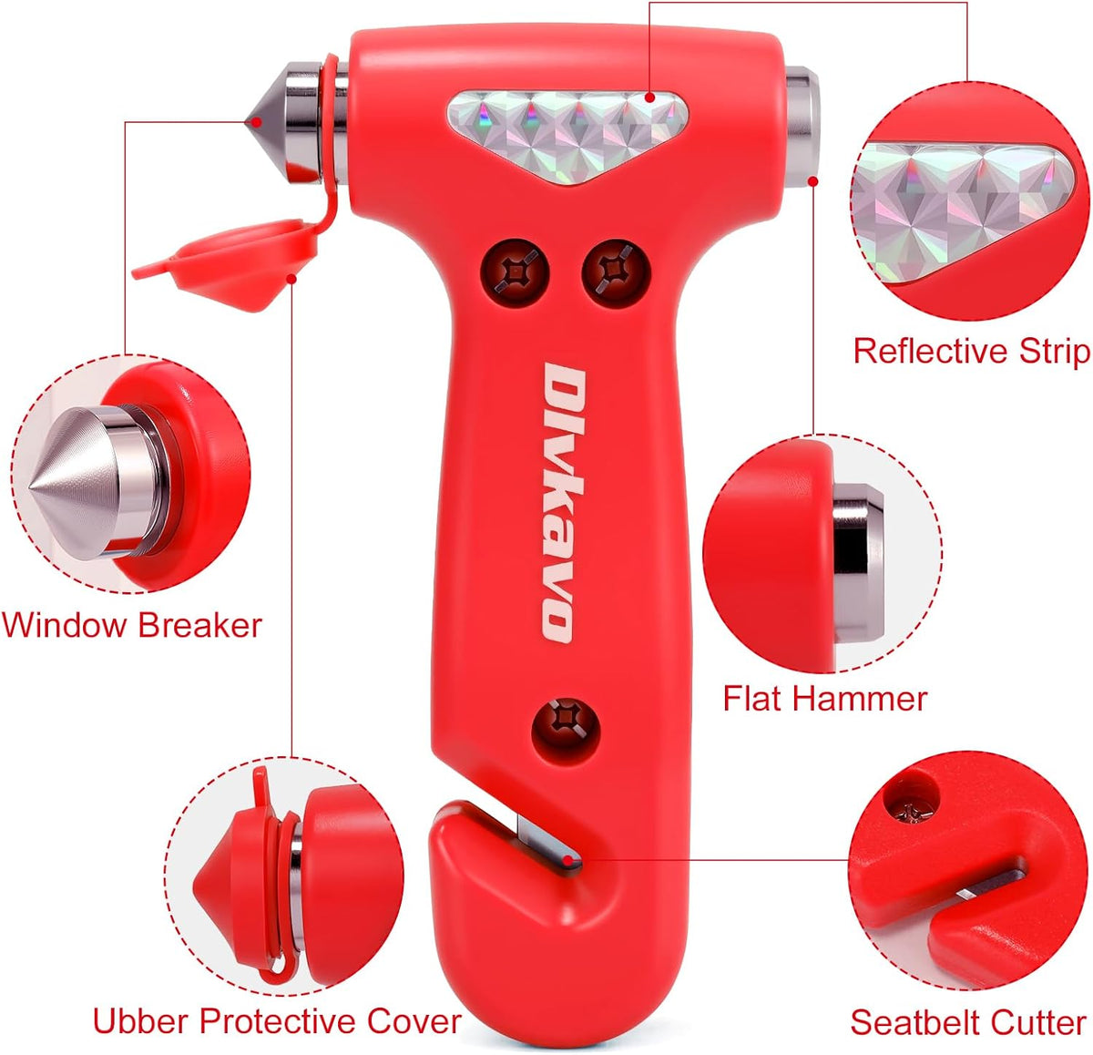 Window Breaker, 3-in-1 Emergency Escape Tool with Car Safety Hammer and Seat Belt Cutter, Safety Emergency Car Escape Tool, Road Trip Essential and Must Haves