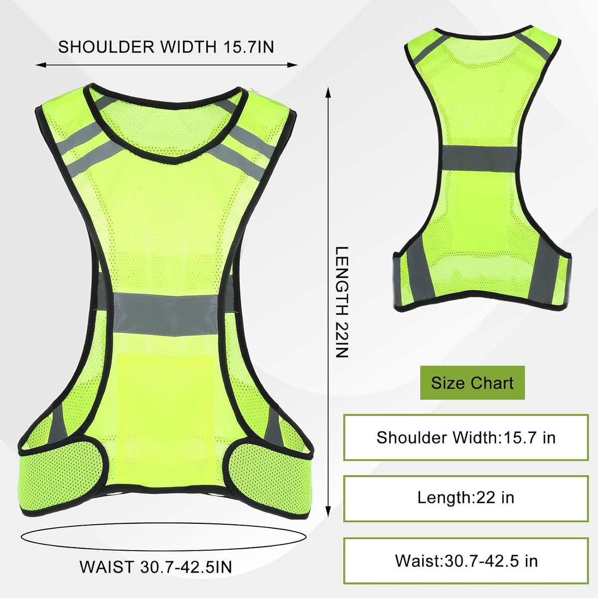 Ptwola Reflective Running Vest High Visibility Running Gear with Large Pocket Night Lightweight Reflective Safety Vest