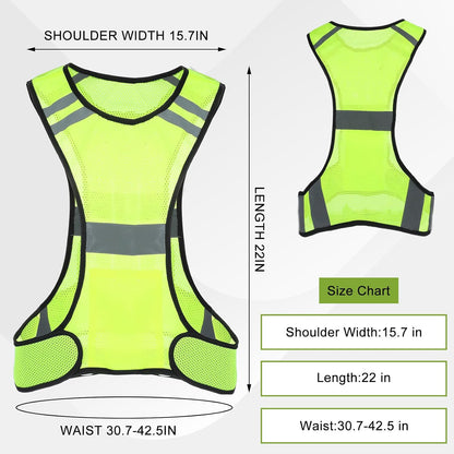 Ptwola Reflective Running Vest High Visibility Running Gear with Large Pocket Night Lightweight Reflective Safety Vest