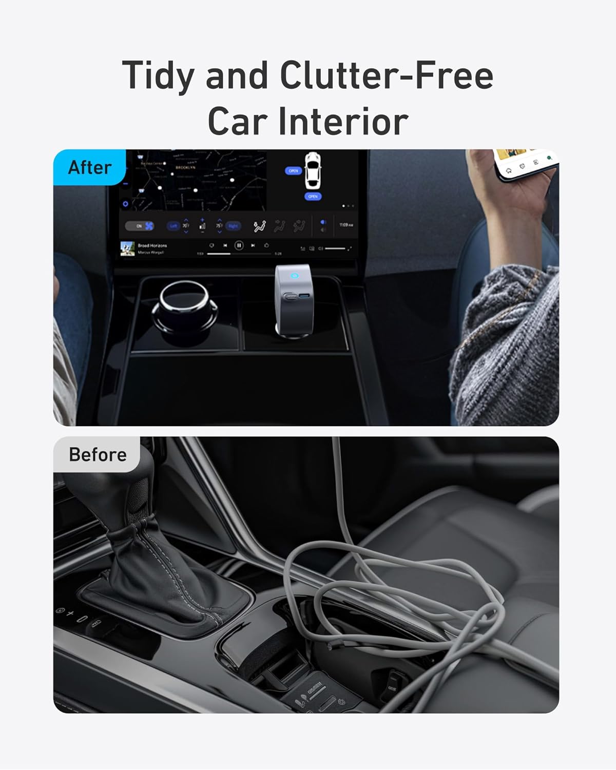 Anker Retractable USB-C Car Charger, 75W Max Fast Charging with Built-in Retractable Cable Car Adapter, Car Accessories for iPhone 17/16 Series, Galaxy S25/S24, MacBook Pro/Air, iPad, and More