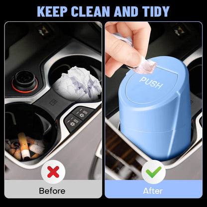 Car Trash Can Bin with Lid - Car Garbage Can Cup Holder - Pink Mini Leakproof Vehicle Garbage Bin with 20pcs Trash Bags - Automobile Organizers and Storage for Front Back Seat Accessories