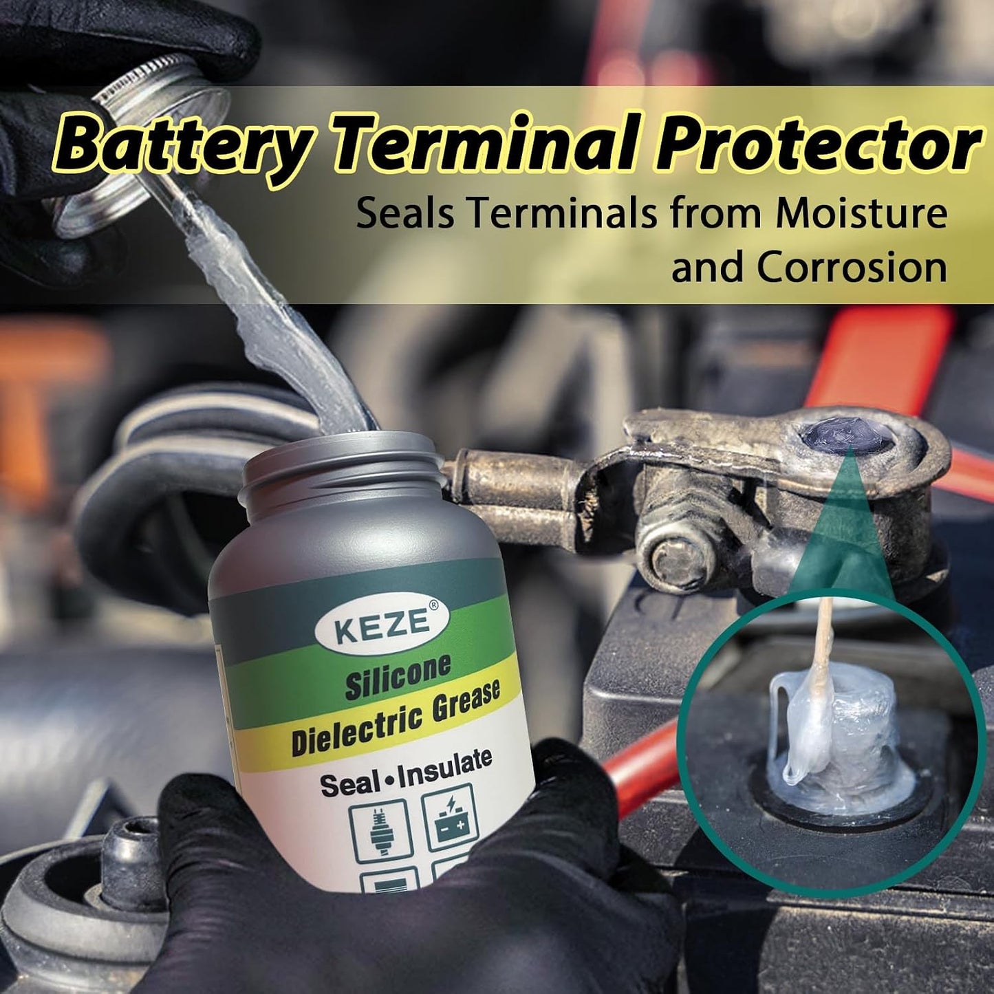 Keze Dielectric Grease for Electrical Connectors Automotive Marine Tune Up Dialectical Grease Spark Plug Boot Battery Terminal Electric Grasa Corrosion Salt Dirt Inhibitor, 1 Oz-1 Pack