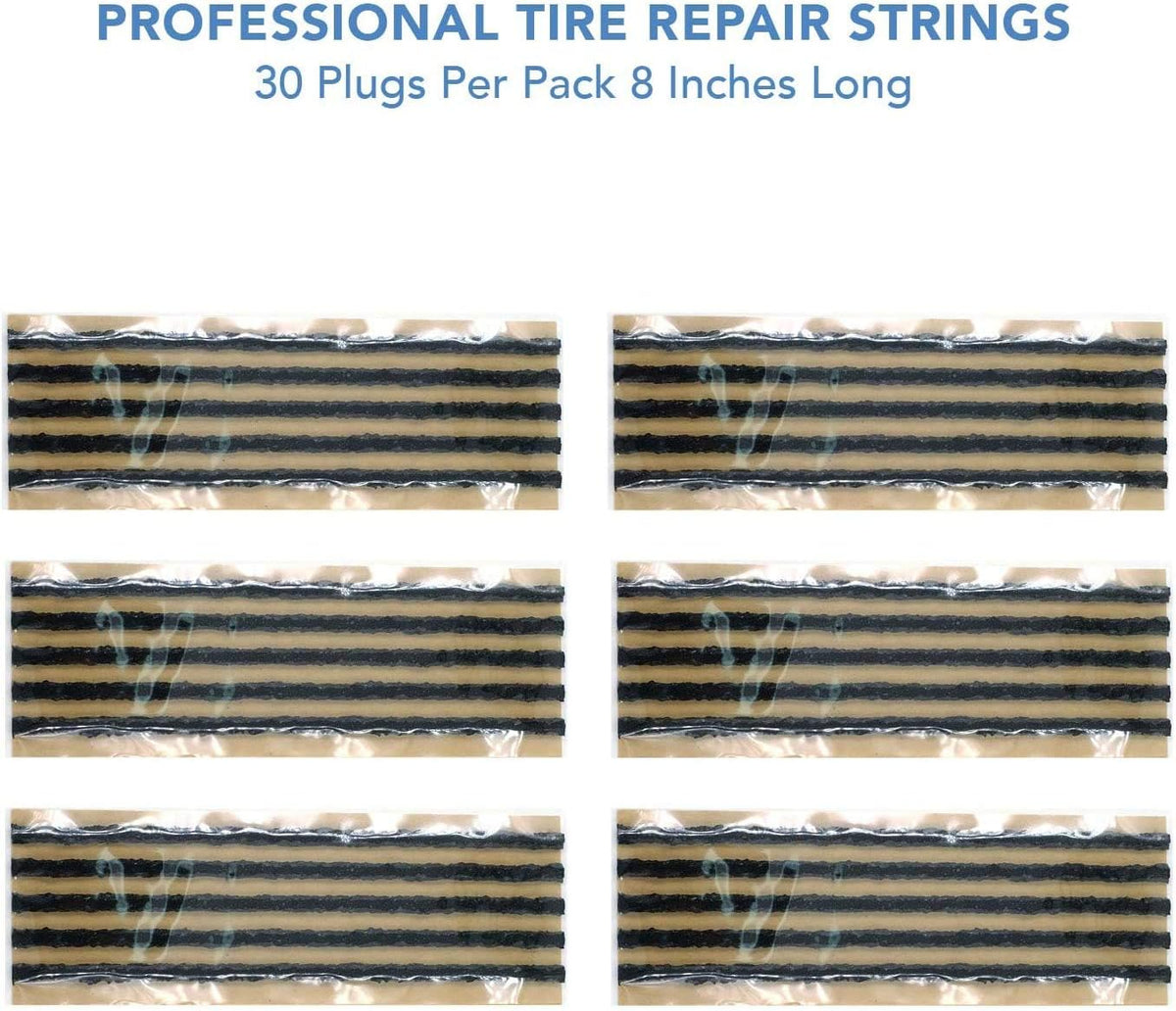 CKAuto 30pcs 4" Black Tire Repair Strings, Automotive Tool Tire Repair Plugs for Tubeless Off-Road Tires Car, Bike, ATV, UTV, Wheelbarrow, Mower