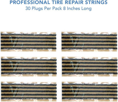 CKAuto 30pcs 4" Black Tire Repair Strings, Automotive Tool Tire Repair Plugs for Tubeless Off-Road Tires Car, Bike, ATV, UTV, Wheelbarrow, Mower