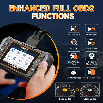 2026 FOXWELL NT614 Elite OBD2 Scanner, 4 Systems, 5 Resets Code Reader | Upgrade of NT604, ABS Bleeding/EPB/Oil/SAS/Throttle Reset, Read/Clear Engine/ABS/SRS/Transmission Fault Codes Car Scanner