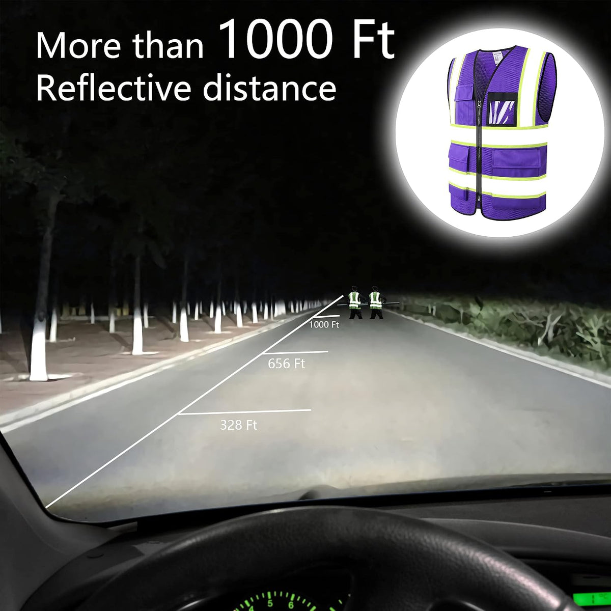 Reflective High Visibility Safety Vest for Men Women with Pockets Zipper Front Meets ANSI/ISEA Standards