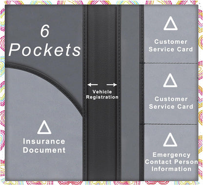 Car Registration and Insurance Holder, Premium Pu Leather Vehicle Glove Box Organizer - for Driver License, Cards & Essential Documents (L-Orange)