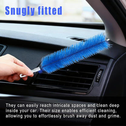 4 PCS Fan Cleaner Brush, Cobweb Duster Bendable Fan Duster, Plastic Dust Cleaner Reusable Head Ceiling Brush Microfiber Dirt Remover for AC Radiator Car Vents Blinds Shutters Window (Blue)