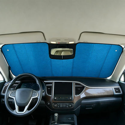 GWUSKDT Car Sun Shade, Sun Protector,Foldable Front Window Shade-Thicken 5-Layer Bubble for Auto Windshield UV Protection and Heat Reflector 58"x 27.5" (Blue)