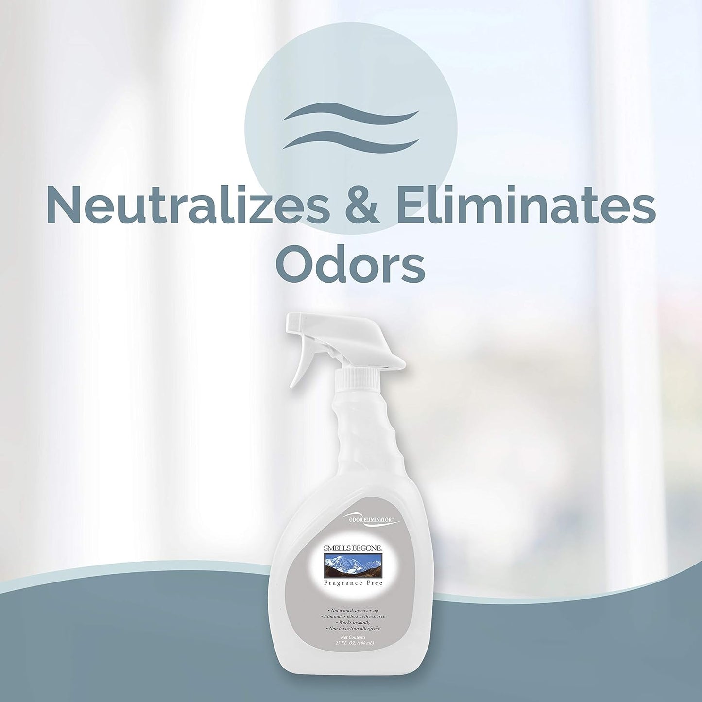 SMELLS BEGONE Air Freshener Spray - Odor Eliminator - Eliminates Odors from Smoke, Trash Cans, Pets, Cars and Boats - Fragrance Free - 12 Ounce