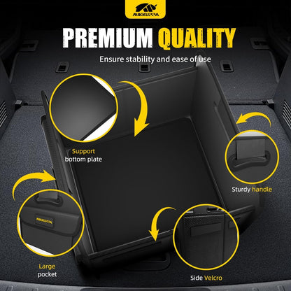 MIKKUPPA Car Trunk Organizer - 70L Collapsible Trunk Organizer for Groceries, Car Storage Organizers for SUV Auto Truck Van with Non Slip Bottom (Black)