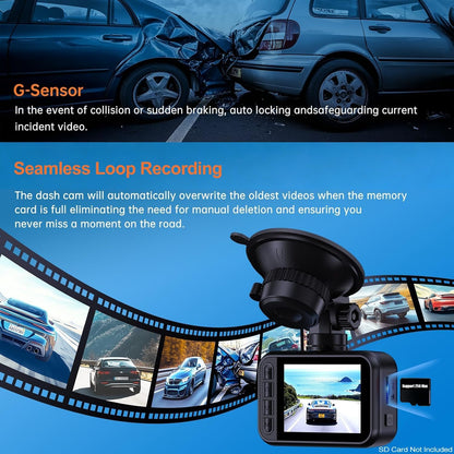 E-YEEGER Dash Cam Front and Rear, 2.5K Dual Dash Camera for Cars, 2560P Mini Car Camera, 2 inch IPS Screen, WDR Night Vision, 24 Hours Parking Monitor, G-Sensor, Support 256 GB Max