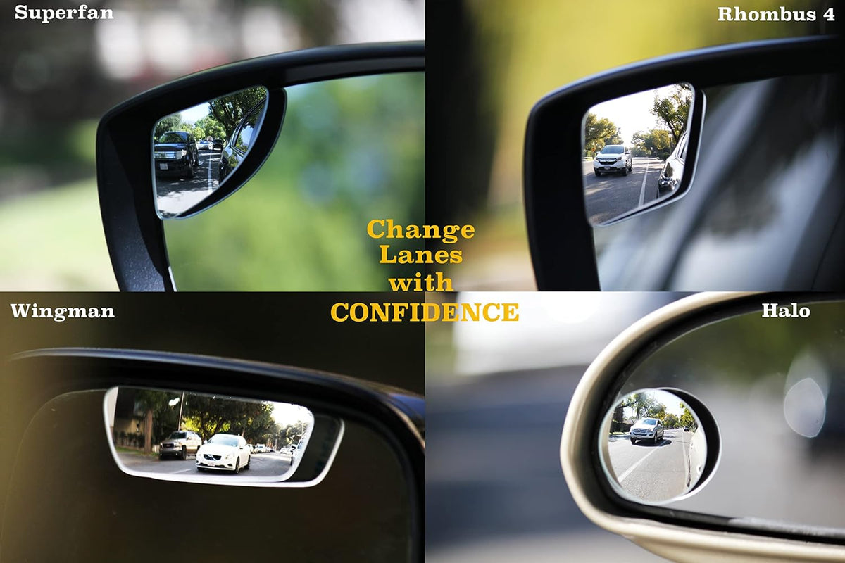Superfan Blind Spot Mirrors for Cars by Safe View Company – Real Convex Glass for Clear Wide Angle Vision – Safer Lane Changes, Easy Stick-On, Weatherproof & Long Lasting Durability