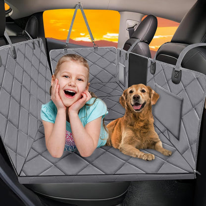 Back Seat Extender for Dogs-Large Space, Dog Car Seat Cover Hard Bottom Holds 420lbs, Sturdy Backseat Extender for Dogs,Upgraded Waterproof Pet Car Bed Dog Hammock for Car, SUV,Truck, Black