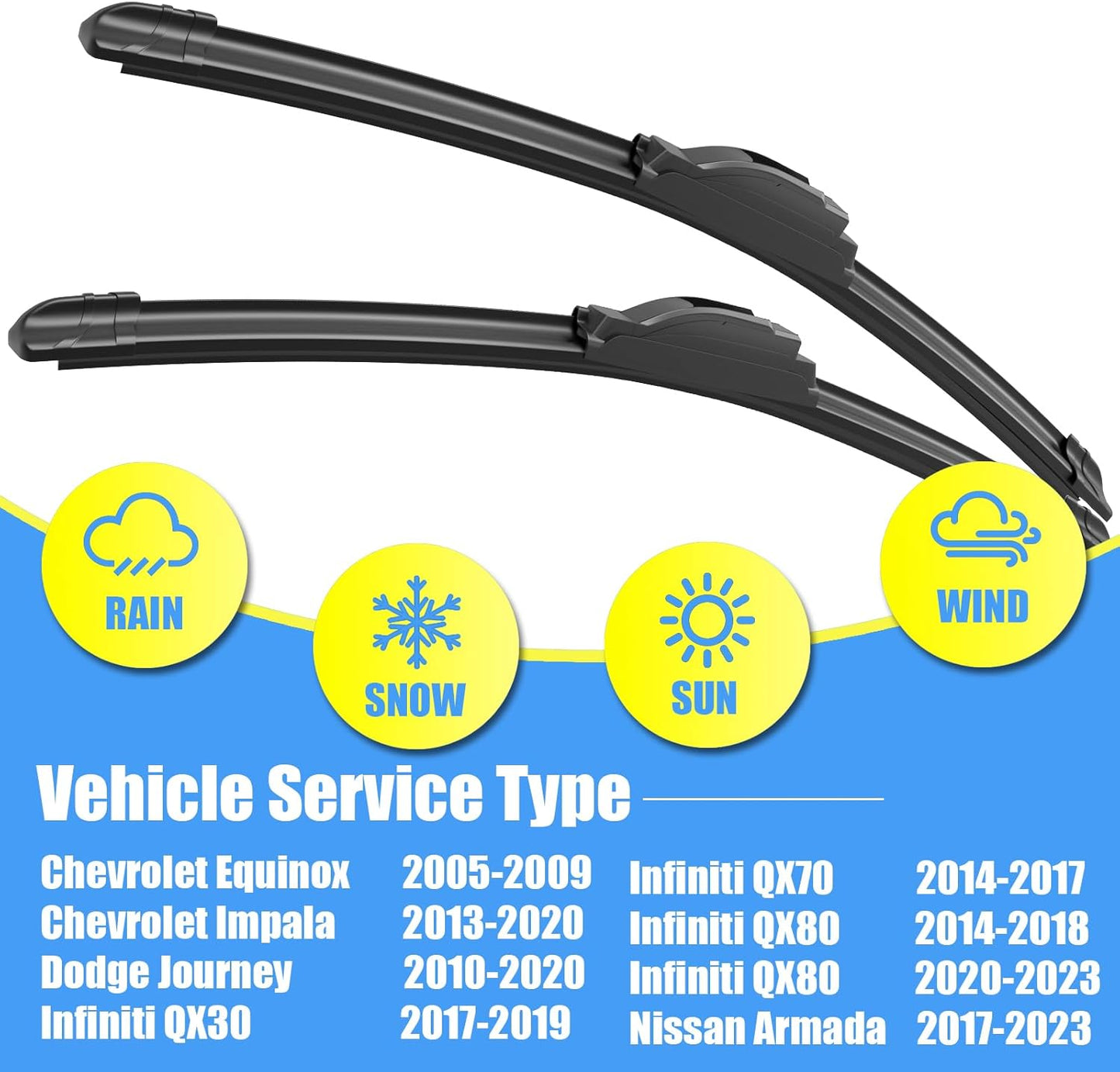 Gavimnal® 28"+17" Silicone Wiper Blades Replacement For Nissan Altima 2007-2015,Maxima 2009-2014,All-Season Front Windshield Wiper Blades(Set of 2)
