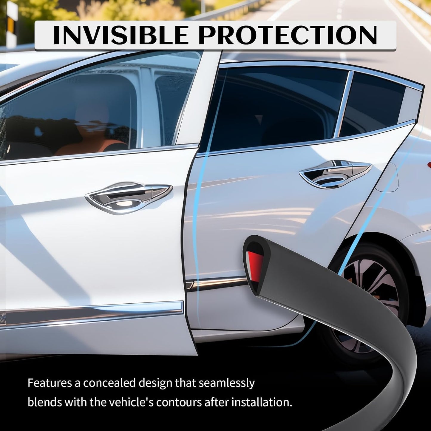 16.4Ft Car Door Edge Guards,Anti-Collision Car Door Protector Edge Guards Strip Avoid Scratche/Dust/Protect Interior,Universal Cars Doors Trim Protector for Doors/Hood/Trunk