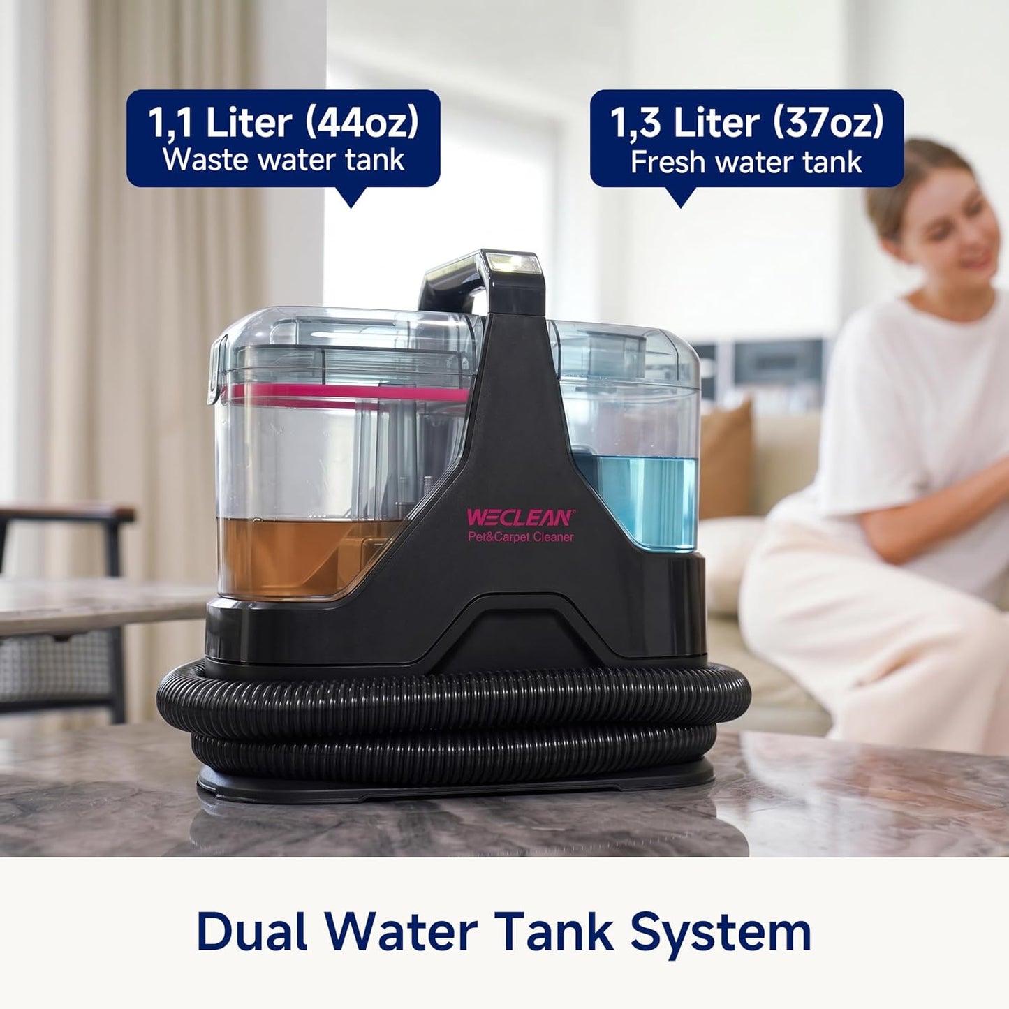 WECLEAN C1 Portable Extractor for Couch and Carpet Cleaner Upholstery Cleaner with Deep Cleaning Solution