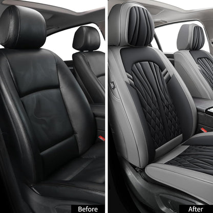 MINGBRON Leather Car Seat Covers,Car Seat Protector Waterproof,Seat Covers Full Set, Car Seat Protectors 5 Seats,Automotive Seat Covers Fit Most Cars Wine Red