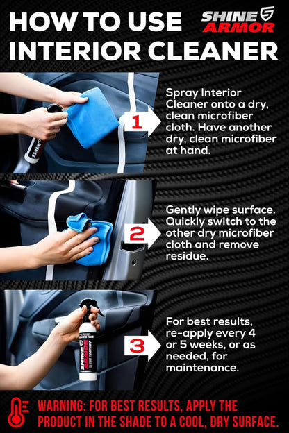SHINE ARMOR Car Interior Cleaner & Protectant - Interior Detailer Spray with UV Defense, Streak-Free Car Cleaning Spray for Dashboard, Leather, Vinyl, Plastic & Rubber - Trucks, SUVs & RVs - 8 fl oz