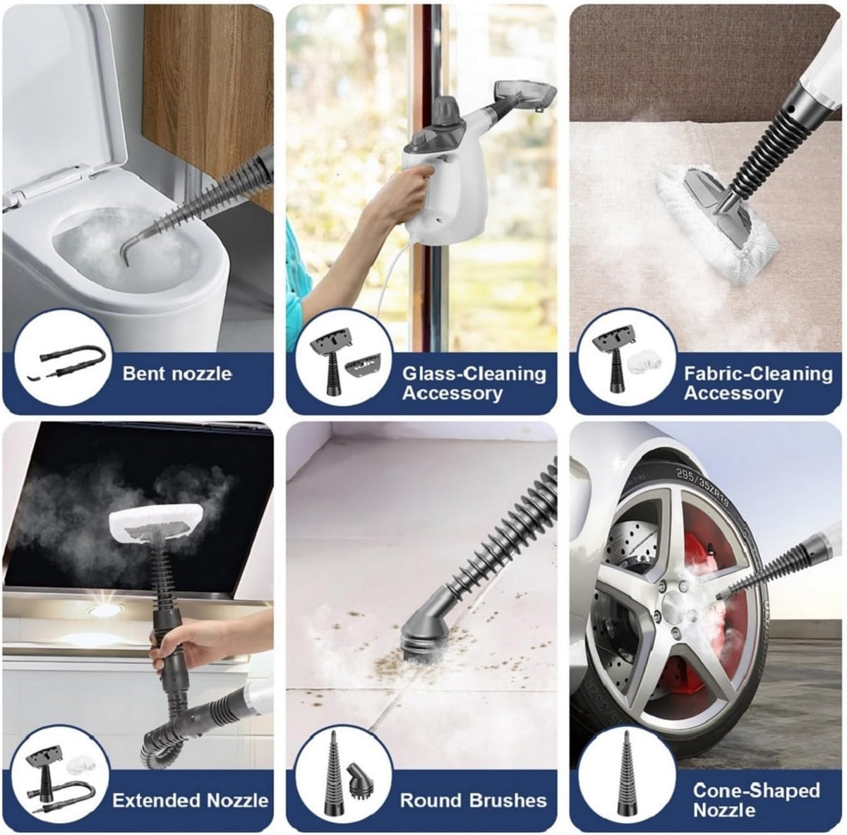 TICYACK Handheld Steam Cleaner, Steam Cleaner with 16 PCS Accessory & Safety Lock, 500ML Capacity, Multi-Surface Deep Cleaning for Home, Car, Bathroom, Grout, Floor, Window (White)