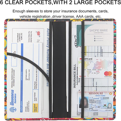 LumiMokki Premium Car Registration & Insurance Card Holder with Magnetic Shut, Vehicle Glove Box Car Organizer - For Documents, Cards, License (Black)