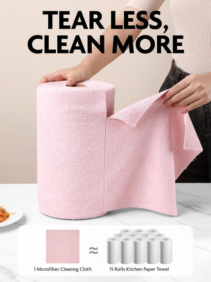 Fantasticlean Microfiber Cleaning Cloth Roll -75 Pack, Tear Away Microfiber Towels, 12" x 12", Reusable, Washable, Scratch Free, Ultra Absorbent for All-Around Cleaning Supplies (DimGray)