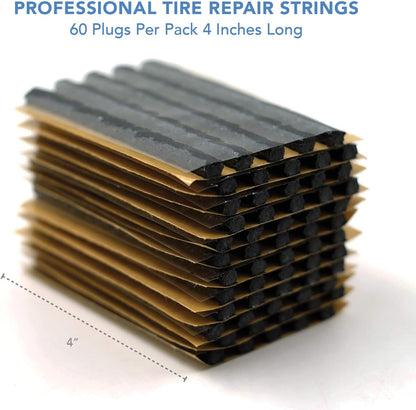 CKAuto 30pcs 4" Black Tire Repair Strings, Automotive Tool Tire Repair Plugs for Tubeless Off-Road Tires Car, Bike, ATV, UTV, Wheelbarrow, Mower