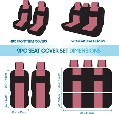 BDK PolyPro Car Seat Covers Full Set in Charcoal on Black – Front and Rear Split Bench for Cars, Easy to Install Cover Set, Accessories Auto Trucks Van SUV