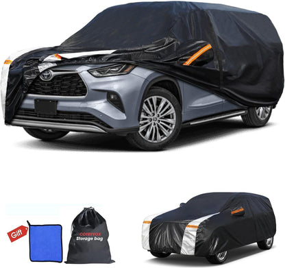 Large SUV Car Cover for Chevy Suburban 100% Waterproof All Weather, Heavy Duty Outdoor Full Exterior Covers Rain Sun Wind UV Protection. - Colors A