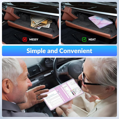 Car Registration and Insurance Card Holder，Vehicle Glove Box Car Organizer，Accessories Case for Storing Driving Licences, Cards, Documents