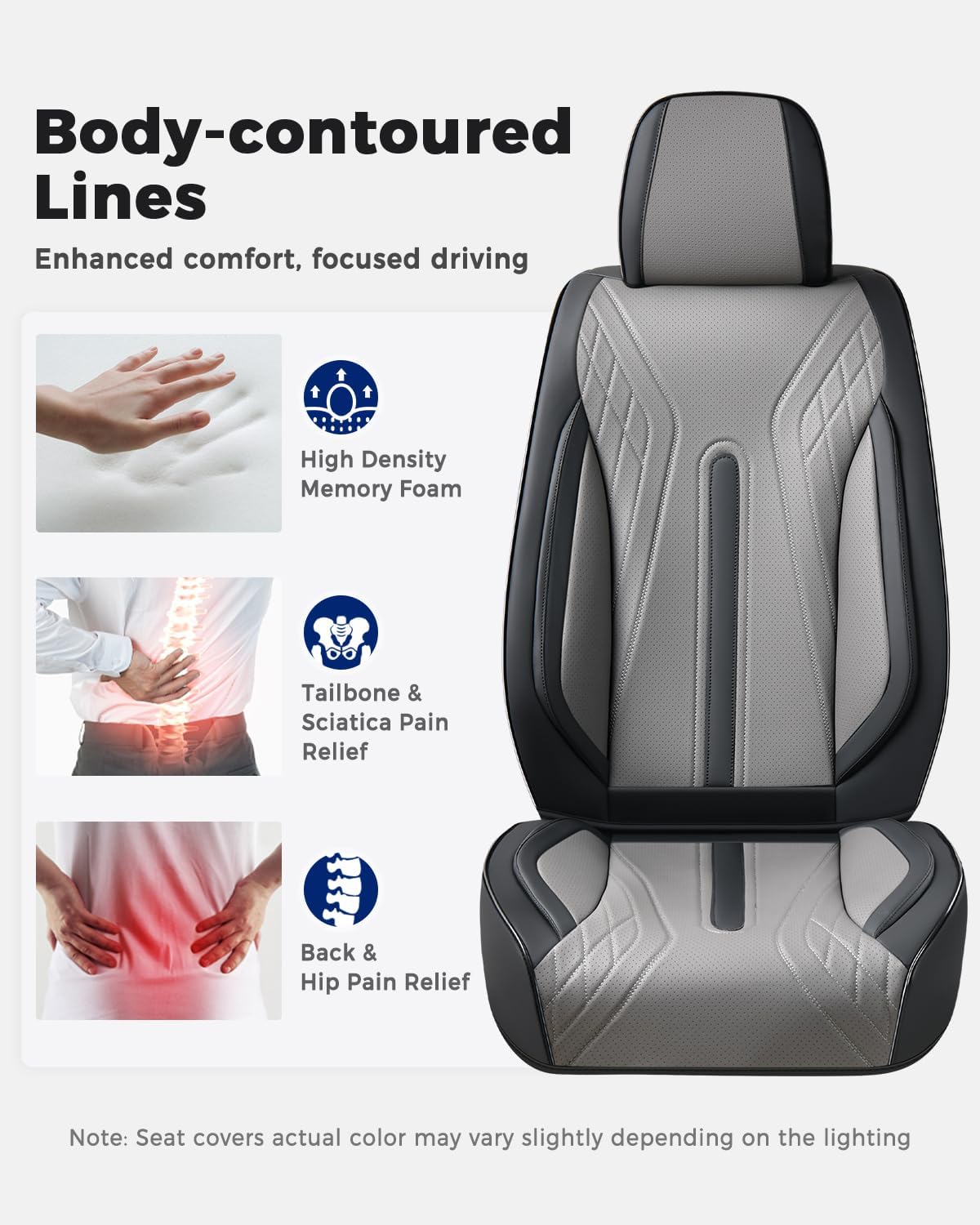 Huidasource Coffee Seat Covers Full Set, Universal Fit for Most Cars Trucks SUV, Full Coverage Leather Seat Cover, Airbag, Cupholder Compatible, Velcro Adjustable, Heaating/Cooling Function Retain