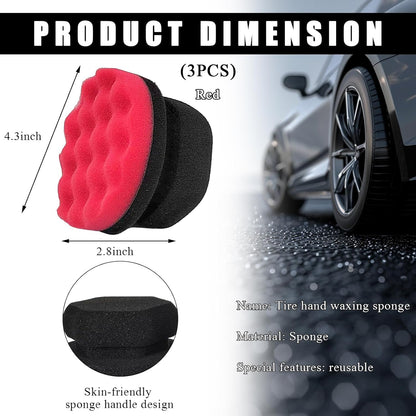 KVAEY 2 PCS Tire Dressing Applicator Pads, Reusable Hex Grip Tire Shine Applicator Polishing Sponge Pads, Wheel Tire Shine Detailing Foam for Most Vehicles, Car Accessories (Black, 3.15")