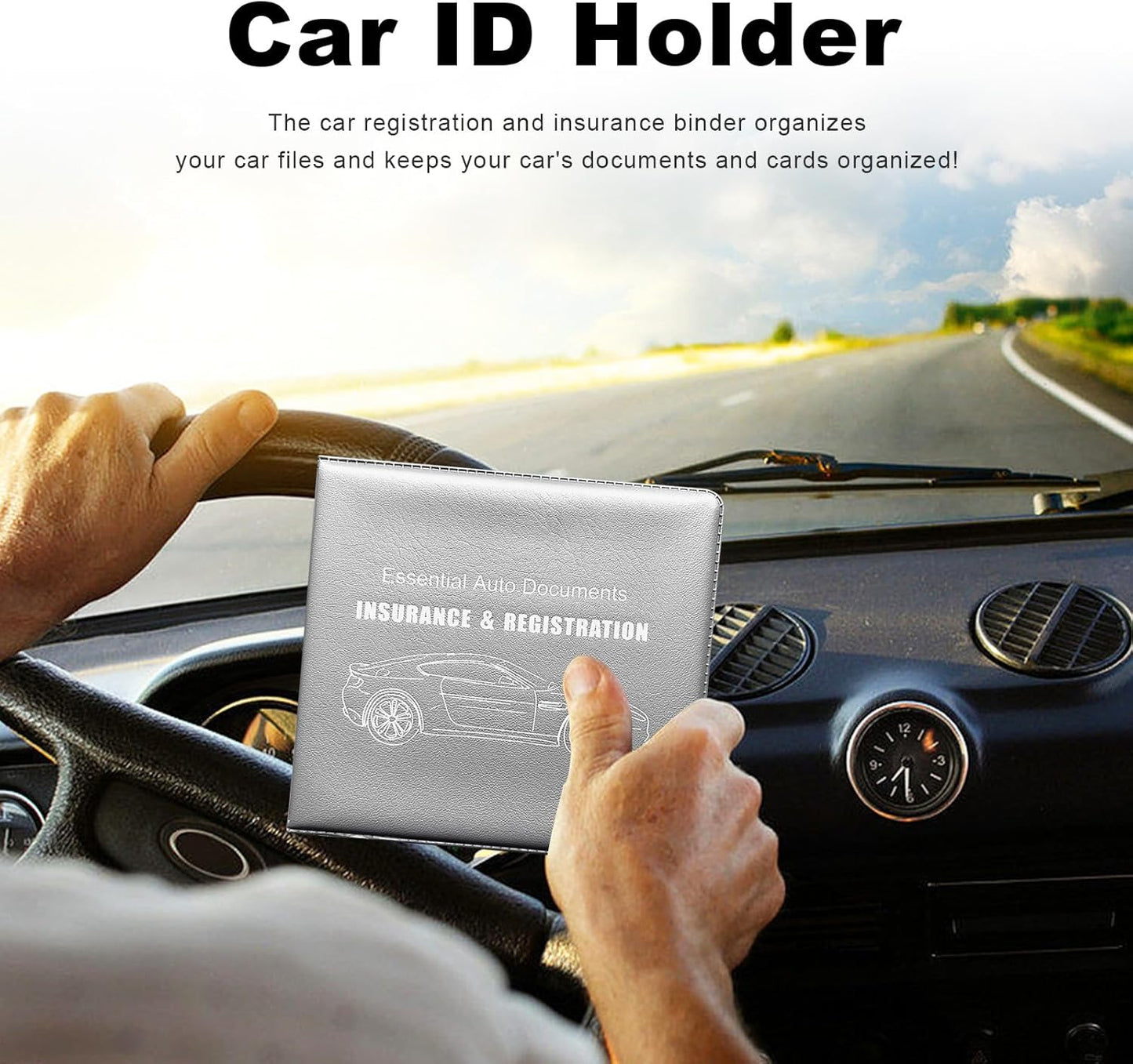 Yourkar 4PCS Car Registration Insurance Holder, Vehicle Glove Box Car Organizer with Magic Tape Closure, Driver License Keeper for Cars, Car Accessories (Big Car, Blue