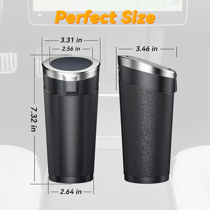 Car Trash Can Bin with Lid, Leakproof Garbage Can for Vehicle, Mini Trash Bin with 90 Attached Trash Bags, Easy to Clean Cup Holder Trash Can for Car, Home, Office