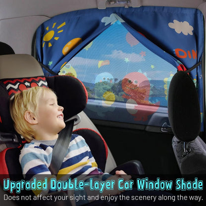 Car Window Shades, 2 PCS Magnetic Double Layer Auto Sun Shade for Side Windows Privacy Full Covers/Half Shade Options Back Car Window Curtains for Baby Protection