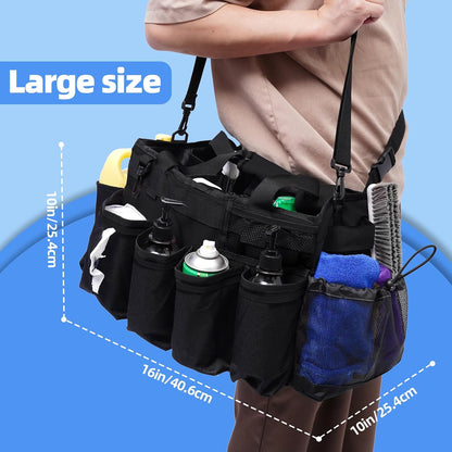 Large Cleaning Supplies Bags for Housekeepers, Professional Wearable Cleaning Supply Caddy for House Cleaners Detail Car Cleaning Supplies Organizer Tote with Handle, Grey