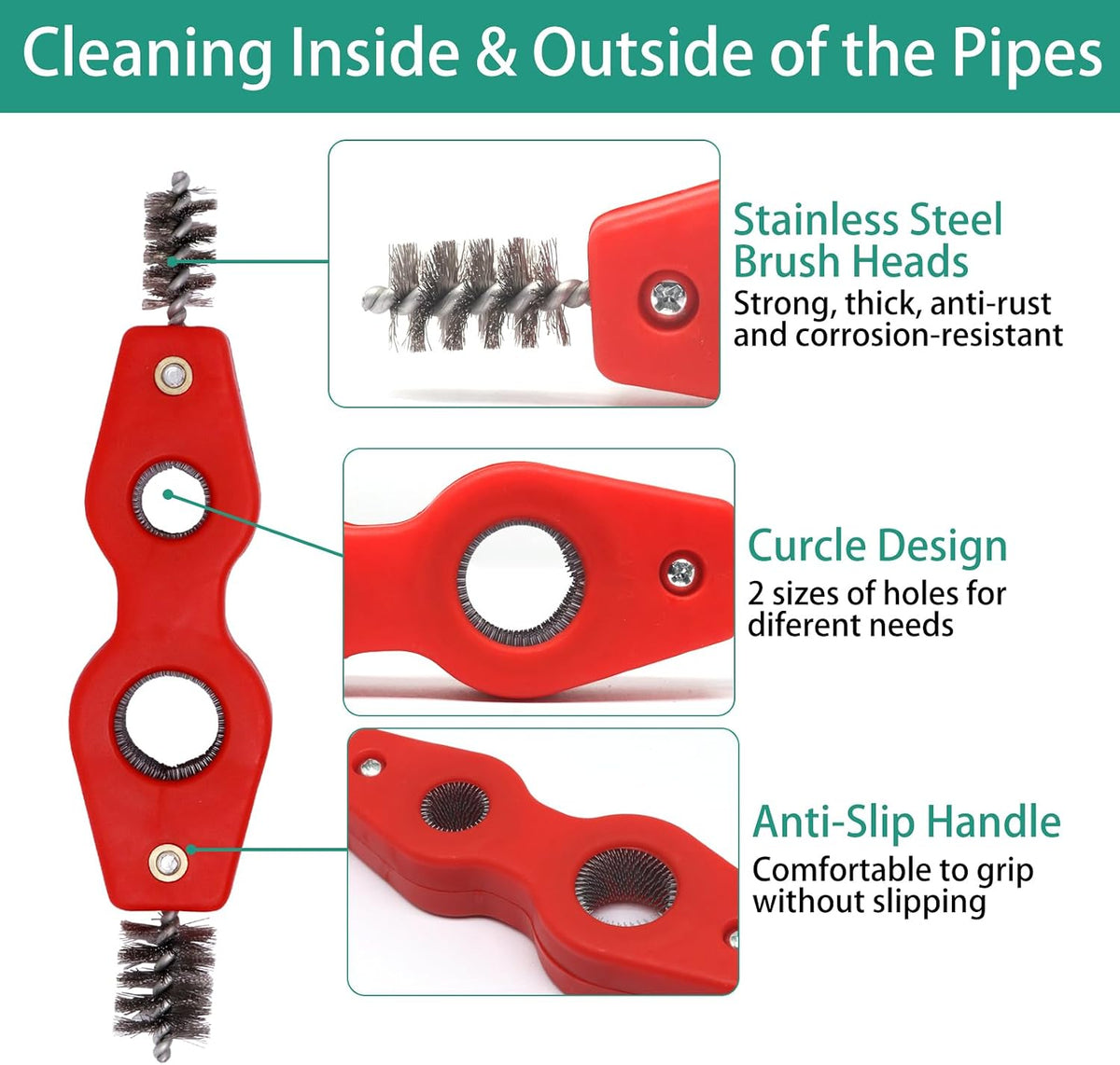 Battery Terminal Cleaner Kit, Battery Terminal Brush & 4 in 1 Copper Tubing Brush & 2pcs Anti-Corrosion Fiber Washers