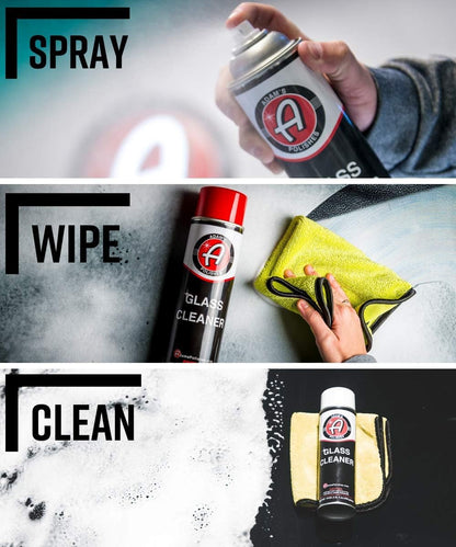 Adam's Polishes Glass Cleaner - Steak Free Car Wash Window Cleaner, All-Natural Streak Free Formula For Car Cleaning, Safe On Tinted & Non-Tinted Glass, Won't Strip Car Wax or Coating
