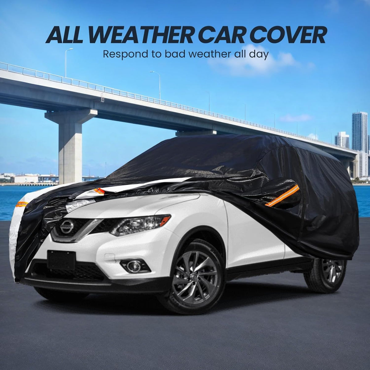 Large SUV Car Cover for Chevy Suburban 100% Waterproof All Weather, Heavy Duty Outdoor Full Exterior Covers Rain Sun Wind UV Protection. - Colors A