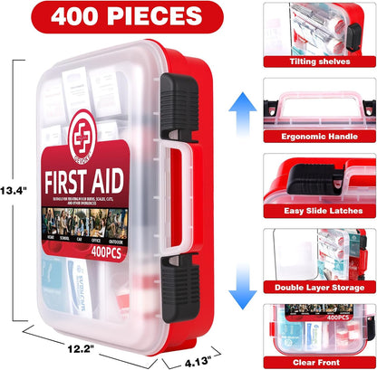 Gevoke Professional First Aid Kit - 310 Piece HardCase Medical Kit for Home, Car, Camping, Travel, Hiking, Truck, Office, Sports, Vehicle & Outdoor Emergencies