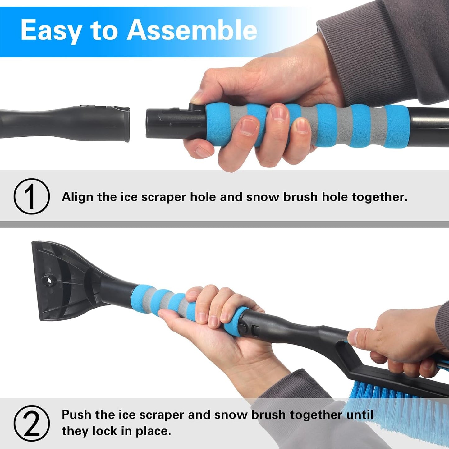 Snow Brush and Ice Scraper for Car Windshield,26.4" Window Scraper Deicer for Car SUV and Truck,Ice Scrapers and Brushes 2 in 1,Winter Car Automotive Exterior Accessories(1Pack Orange)
