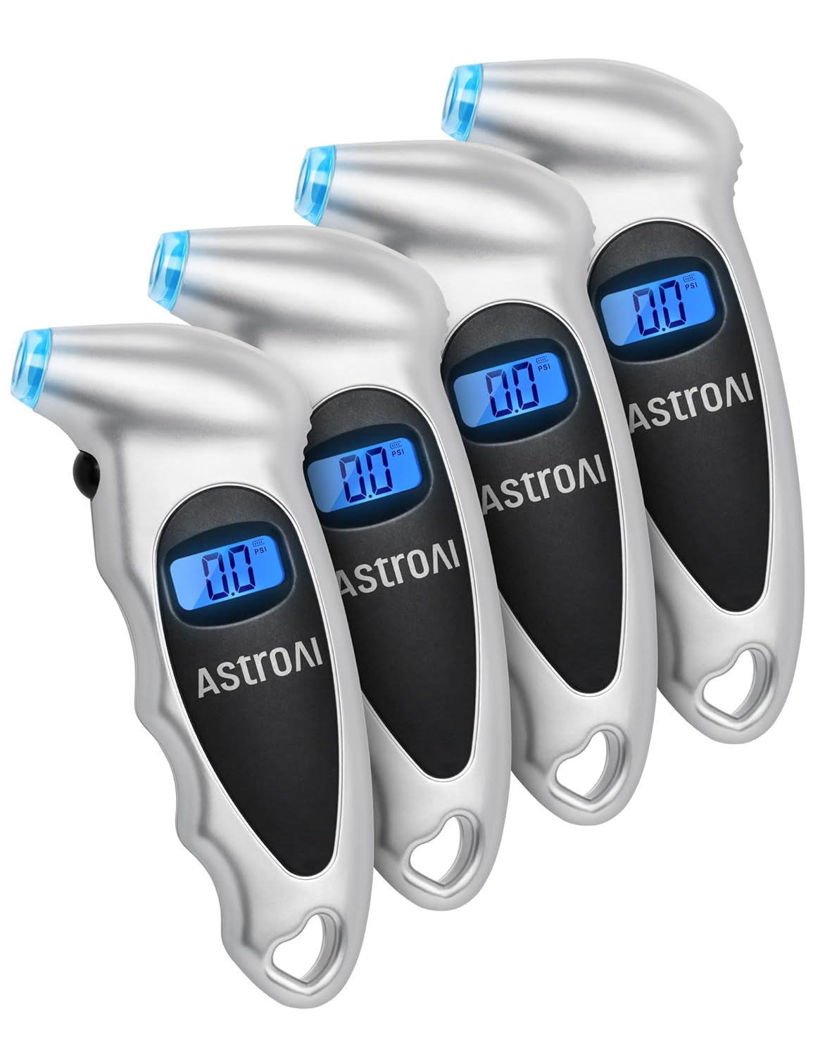 AstroAI Digital Tire Pressure Gauge 0-150PSI Calibrated to ANSI B40.7 +/-1PSI, 4 Units for Car Truck with Backlight LCD, Silver, 2Pack
