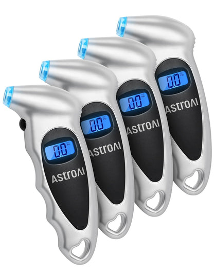 AstroAI Digital Tire Pressure Gauge 0-150PSI Calibrated to ANSI B40.7 +/-1PSI, 4 Units for Car Truck with Backlight LCD, Silver, 2Pack