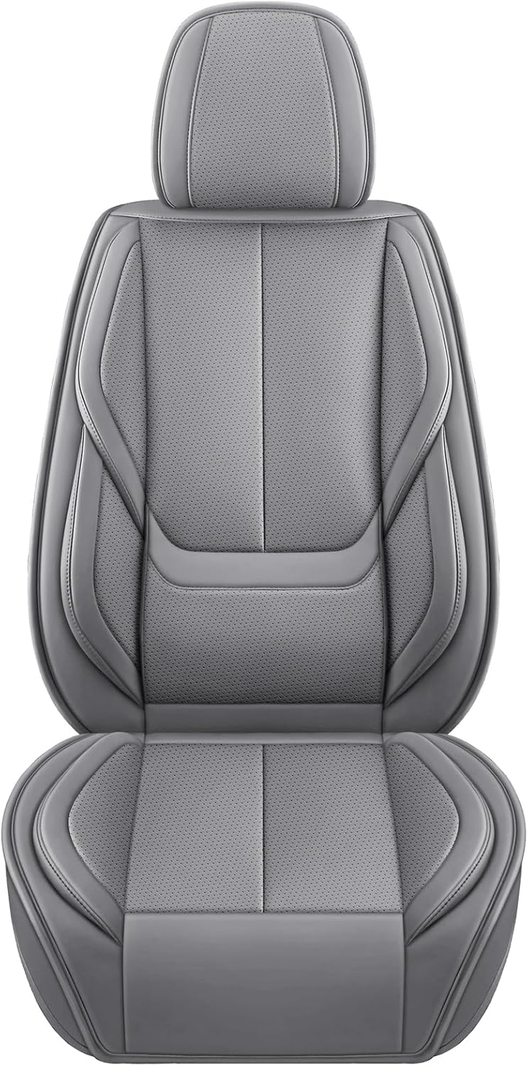 MINGBRON Car Seat Cover Full Set, Leather Car Seat Cover, Waterproof Seat Covers, Car Seat Cushion, Nappa Leather Seat Covers Car Seat Protector Universal Fit Most Cars Black
