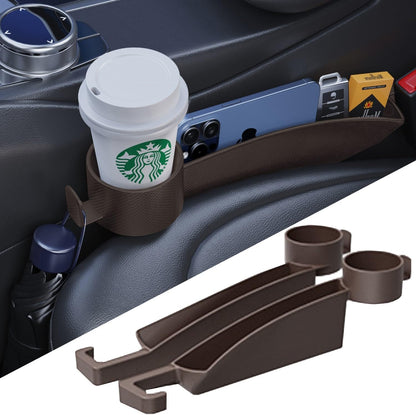 Car Seat Gap Plug with Storage Slot, Auto Gap Filler Organizer with Cup Holder, Universal Carseat Side Gap Filler Strip 2 Pack Between Front Seats & Console, Anti-Drop Pad with Seatbelt Holes, Black