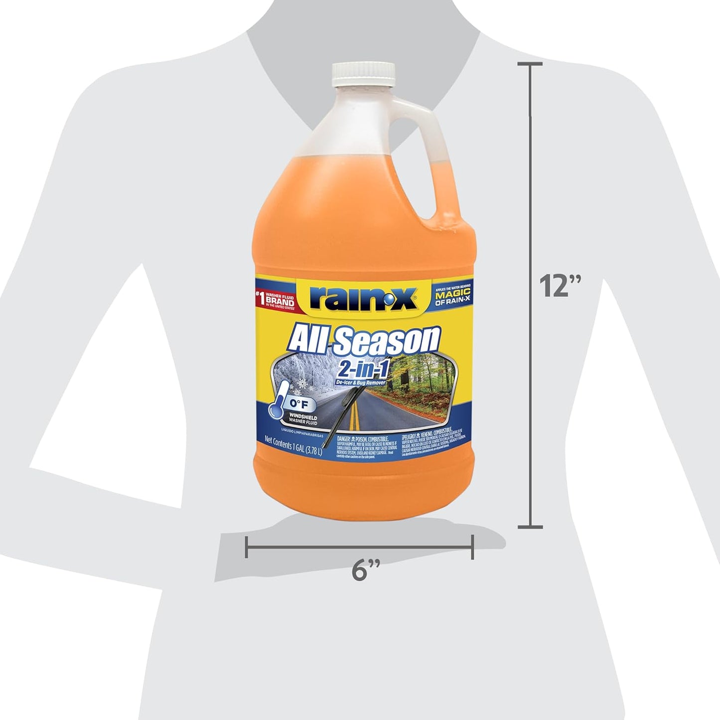 Rain-X All Season 0°F 2-in-1 De-Icer & Bug Remover Windshield Washer Fluid - 1 Gallon